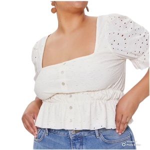 FOREVER 21 Eyelet Crop Top